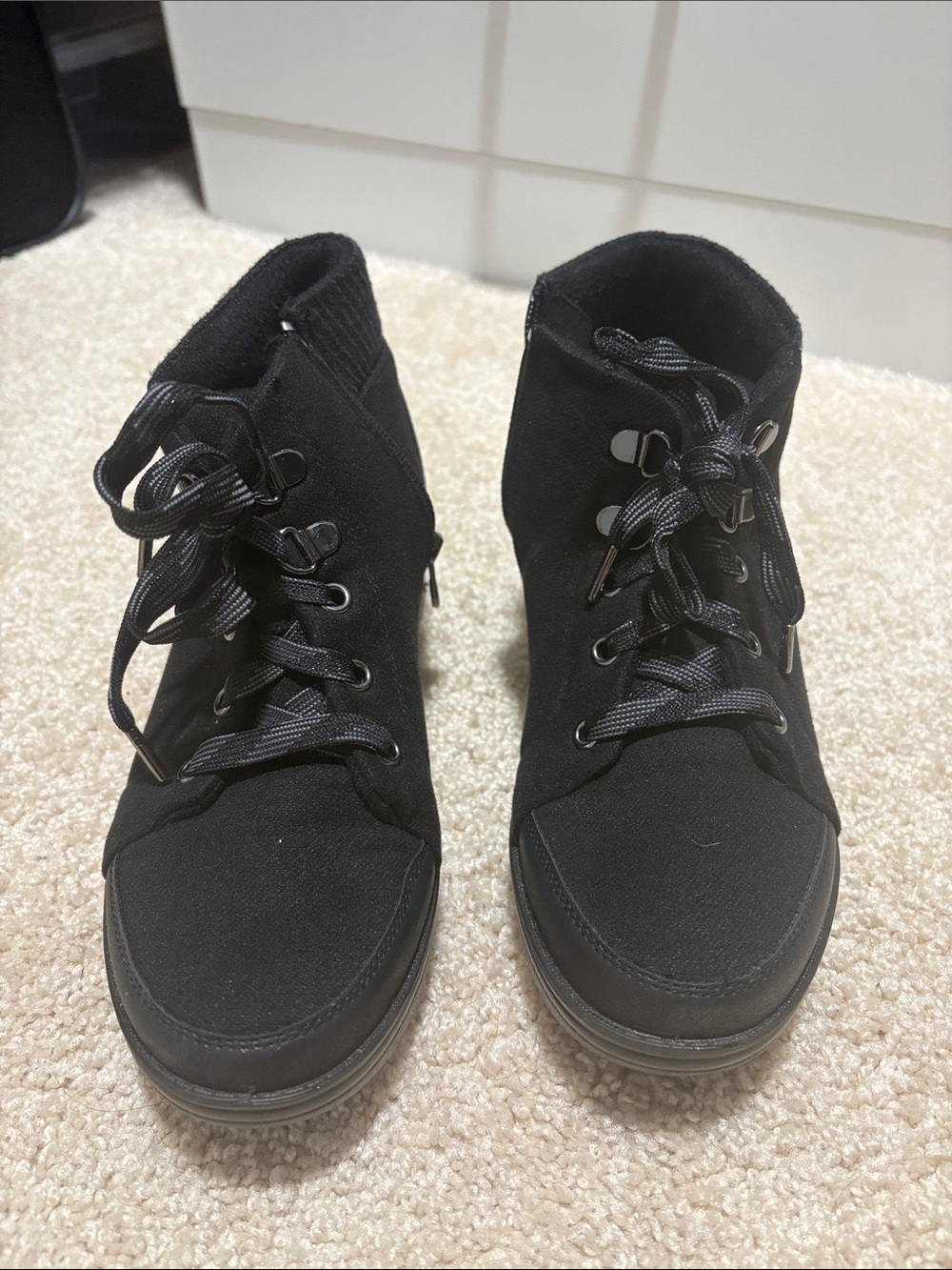 Bzees Black Lace-Up Women's Ankle Booties